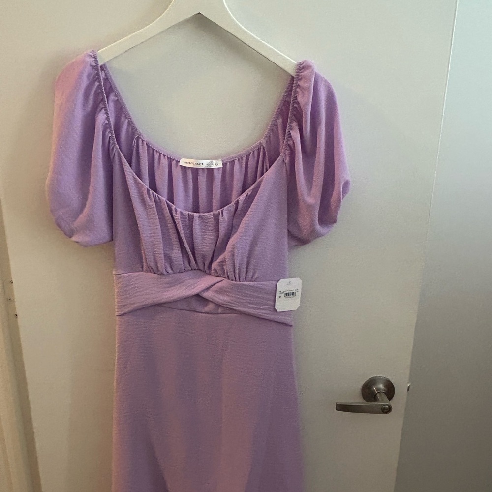 Altar’d State XXL Lilac Twist-Waist Puff Sleeve Dress